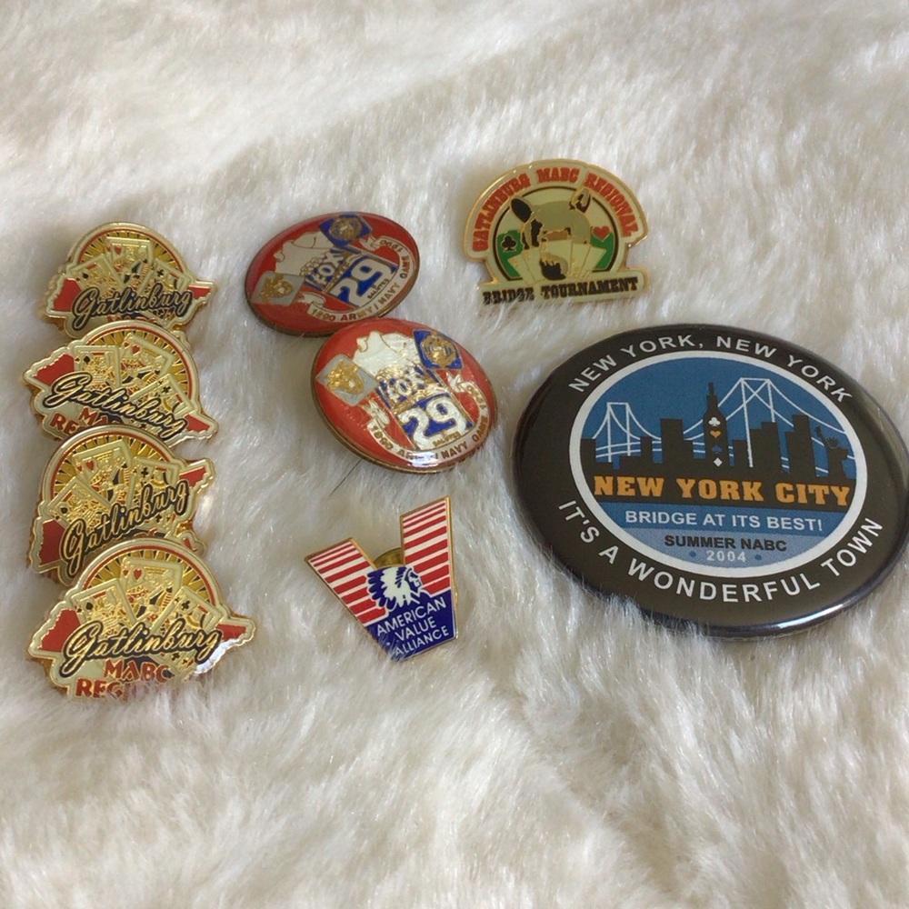 Bridge Pins Collectible Tournament 1990’s Brooch Set of 9